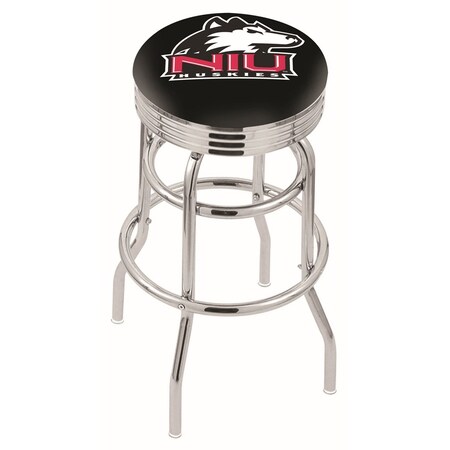 25 Chrome 2-Ring Northern Illinois Swivel Bar Stool,Accent Ring